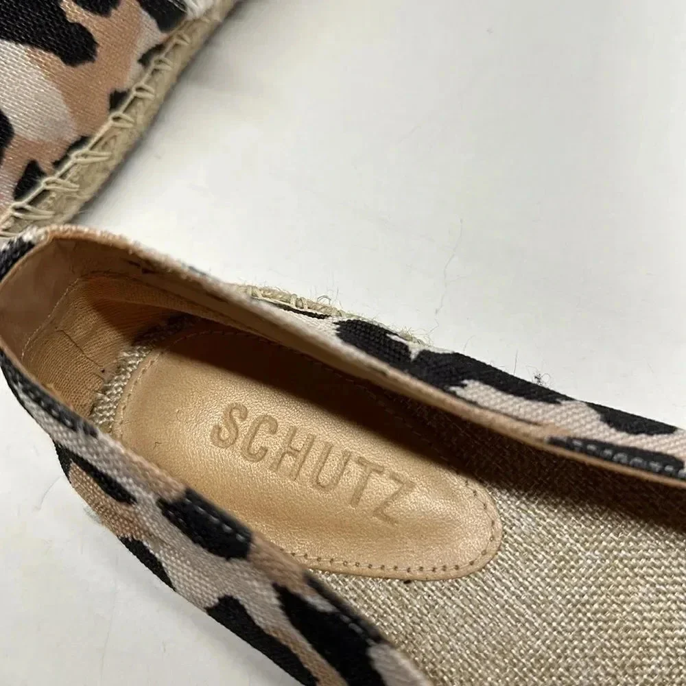 Schutz Ohanna Espadrille Flats Slip On Shoes Cheetah Animal Print Size 6.5
